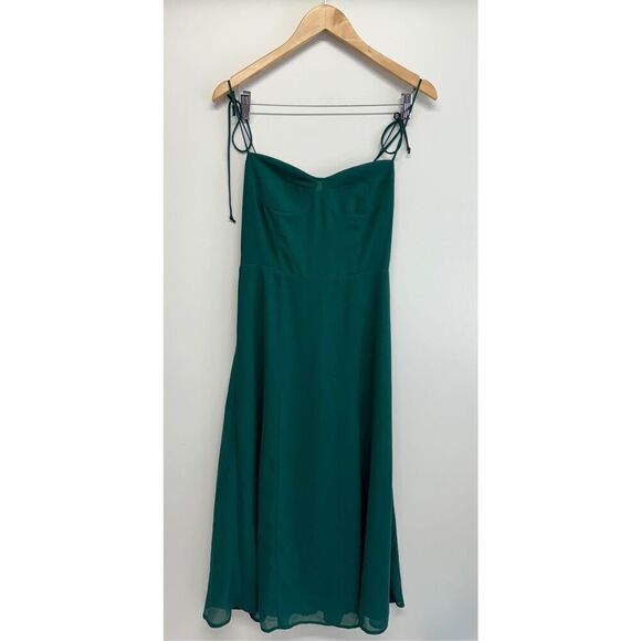 AQUA Midi Dress Size Small Green Spaghetti Strap Corset Front Slit‎ NWT - Picture 3 of 11